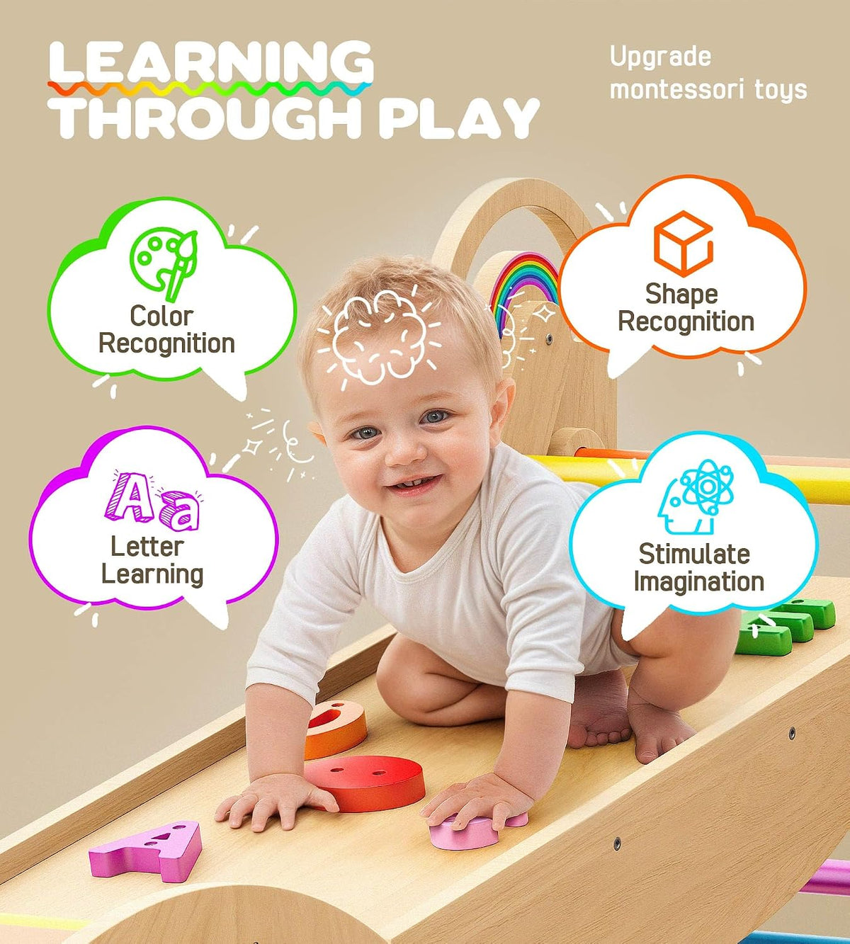 ✨ Inspire active play, creativity, and confidence with this 9-in-1 Wooden Pikler Triangle Climber Set. Designed to develop balance, coordination, motor skills, and independent learning through safe, screen-free fun.