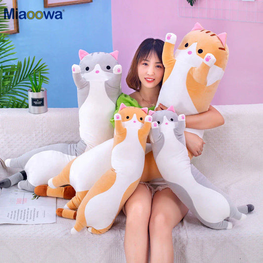 Introducing the Adorable 130Cm Long Cat Pillow - The Perfect Plush Companion for Naps and Home Decor!