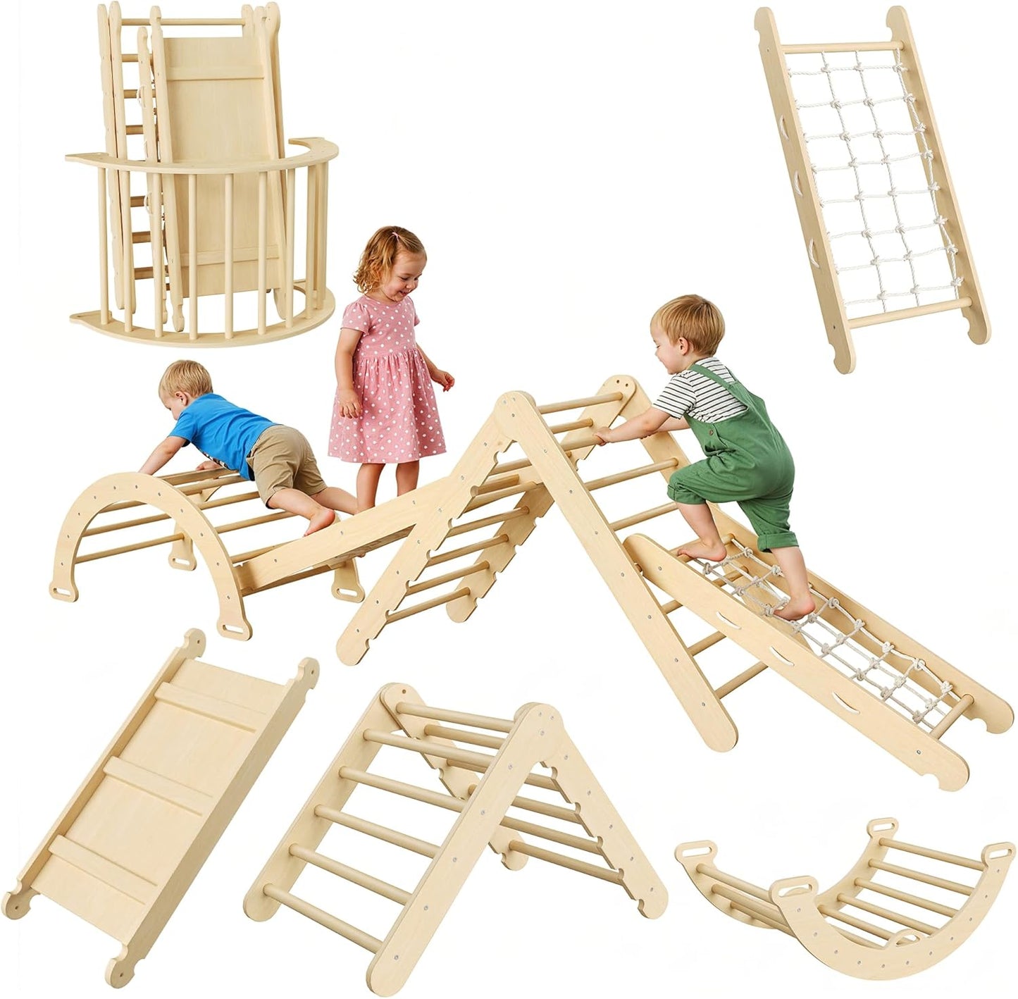 Wooden Climbing Adventure Set | Foldable Indoor Play Gym for Active Toddlers