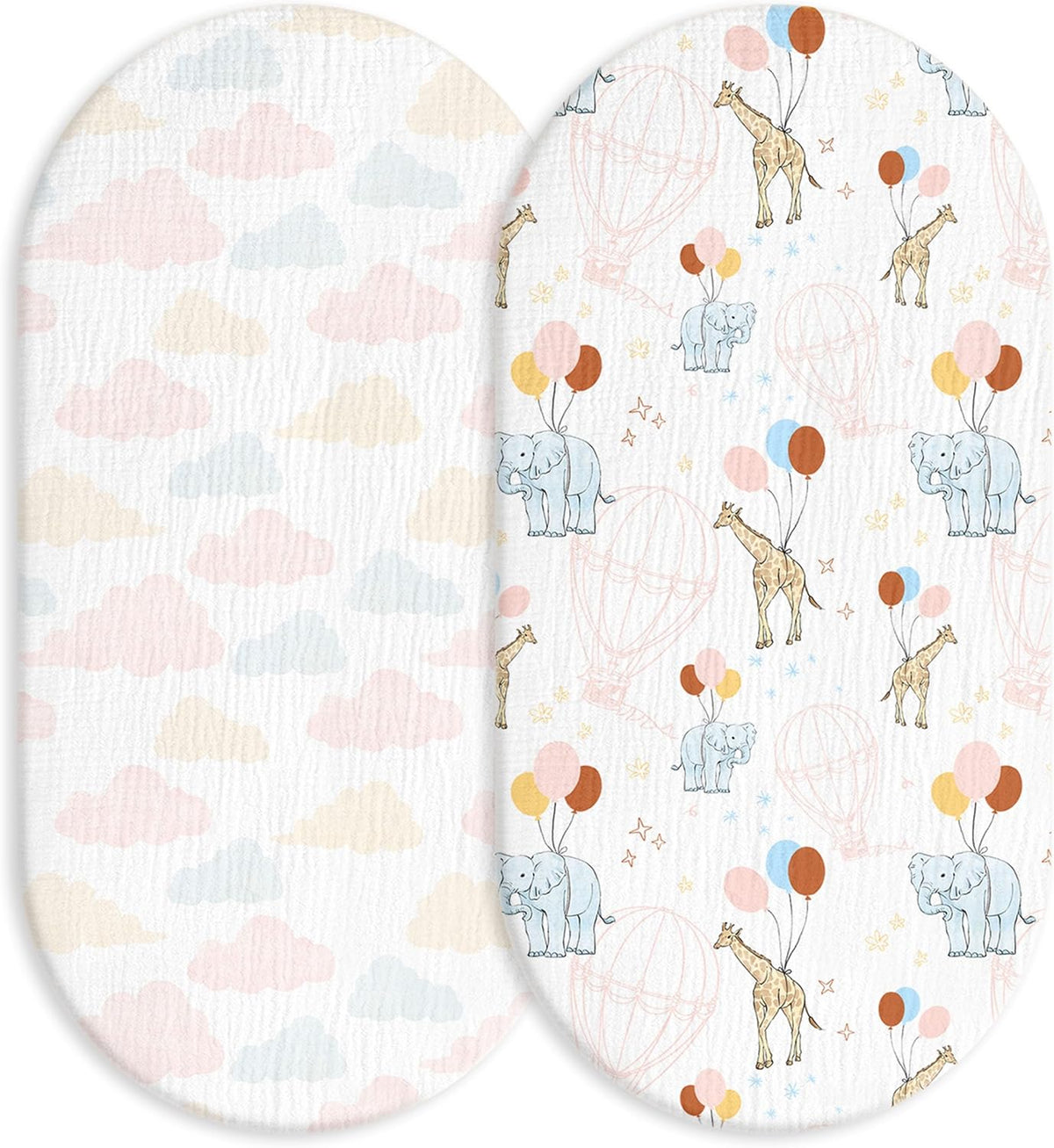 Muslin Bassinet Sheets 2-Pack | Ultra-Soft Breathable Cotton Fitted Sheets