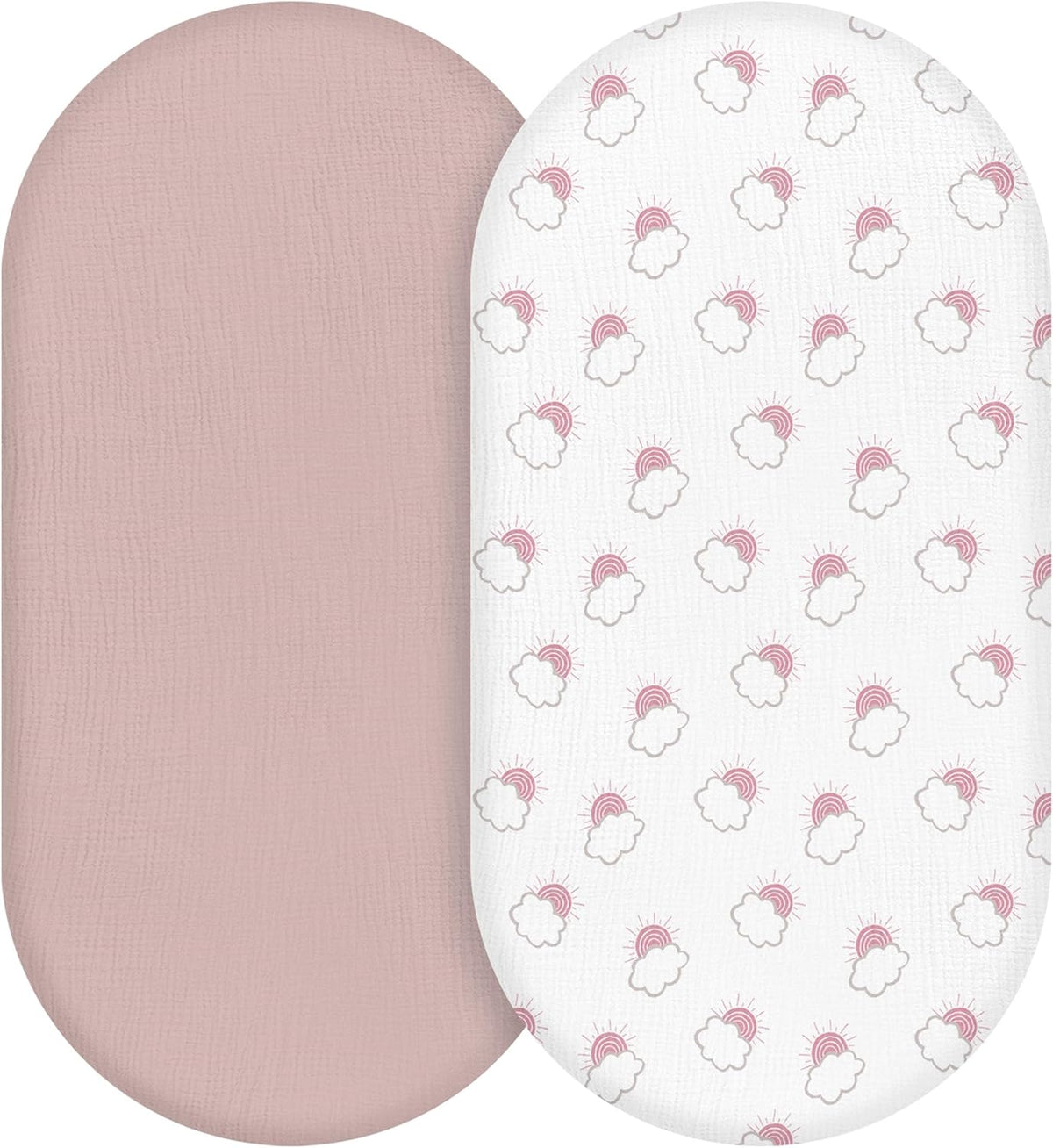 Muslin Bassinet Sheets 2-Pack | Ultra-Soft Breathable Cotton Fitted Sheets