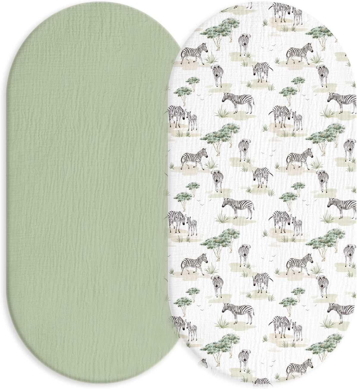Muslin Bassinet Sheets 2-Pack | Ultra-Soft Breathable Cotton Fitted Sheets
