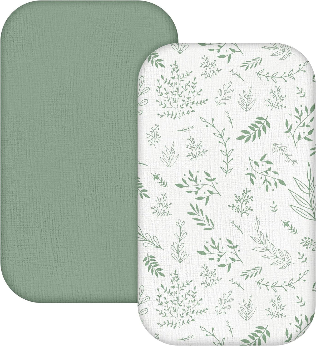 Muslin Bassinet Sheets 2-Pack | Ultra-Soft Breathable Cotton Fitted Sheets