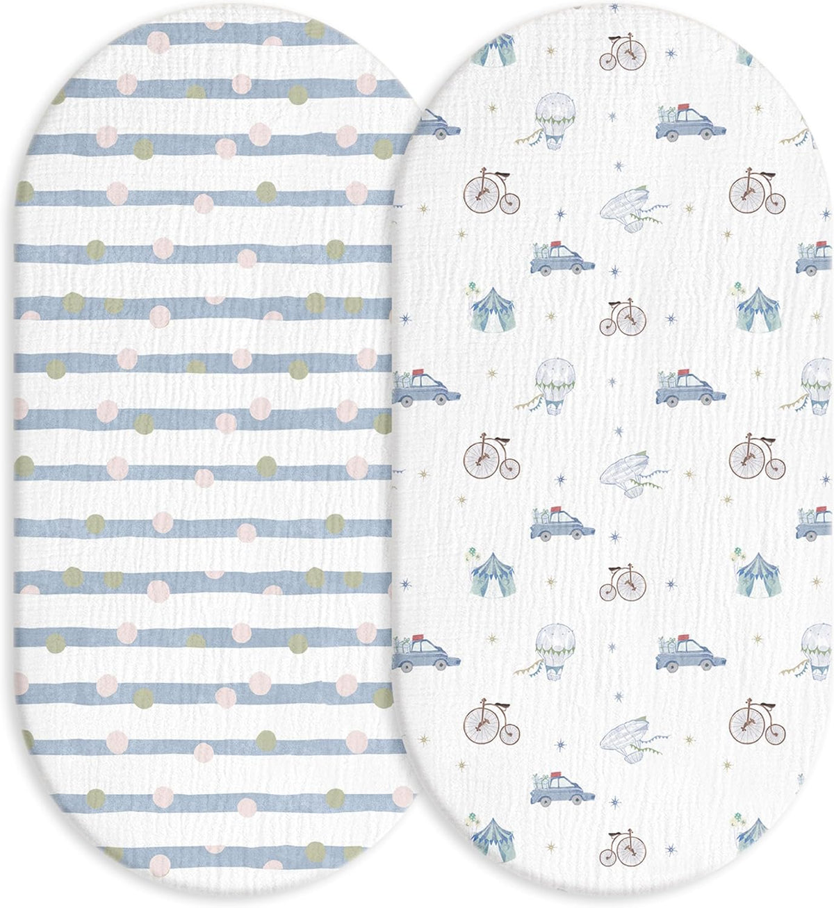 Muslin Bassinet Sheets 2-Pack | Ultra-Soft Breathable Cotton Fitted Sheets