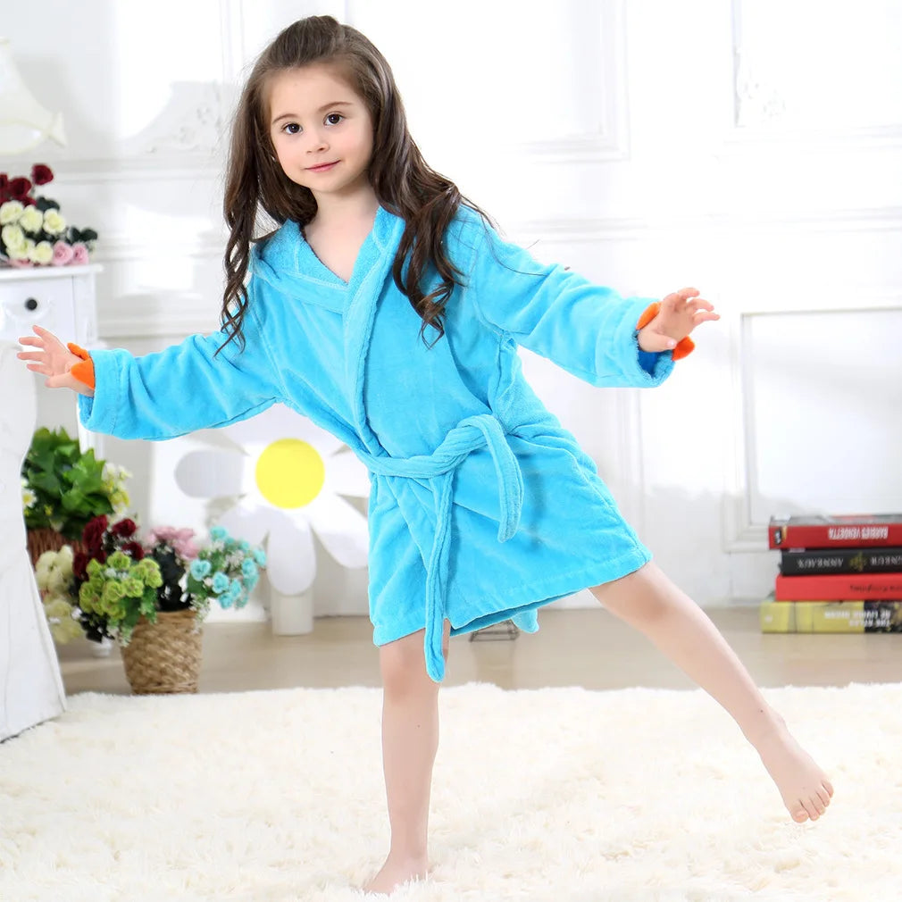 Adorable Hooded Dragon Paw Bathrobe for Kids - 100% Cotton Shower Hoodie for Ages 1-6