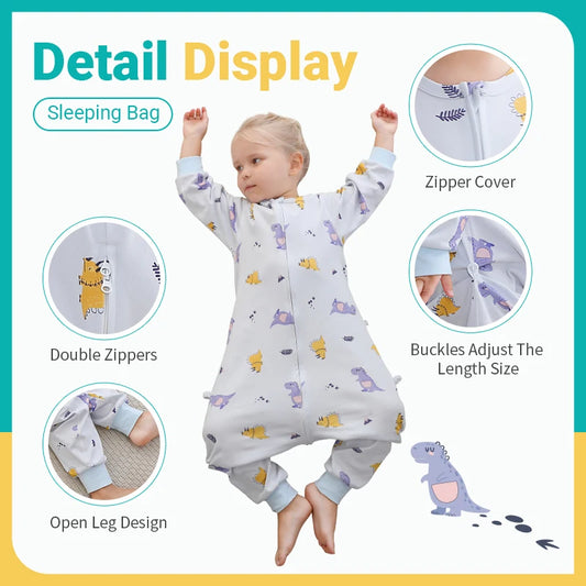 Cozy Spring Cotton Sleeping Bag for Kids - Adorable Long Sleeve Sleepsack Pajamas for Boys and Girls (6M-6T)