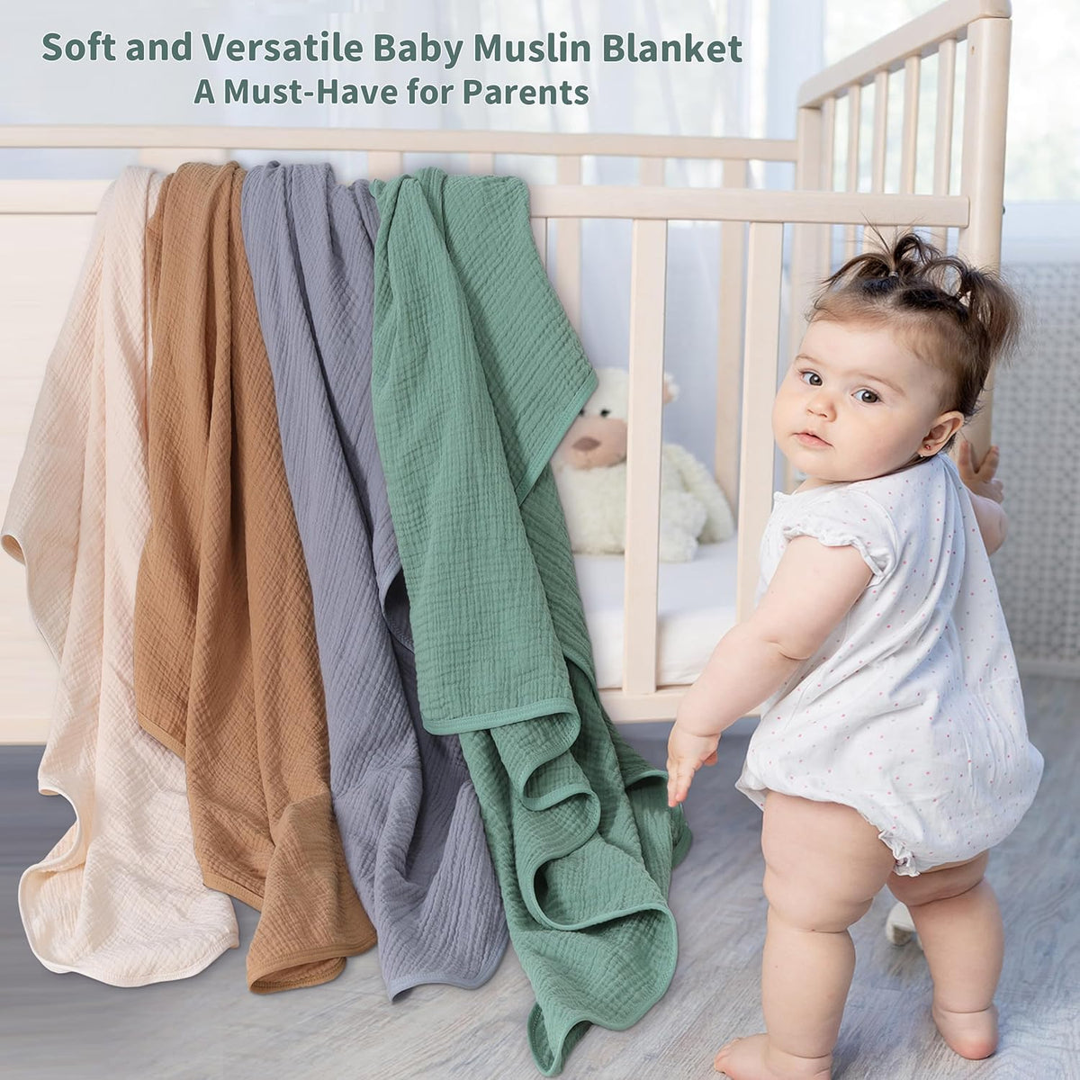 Muslin Swaddle Blankets 2-Pack | Soft & Breathable Baby Receiving Blankets