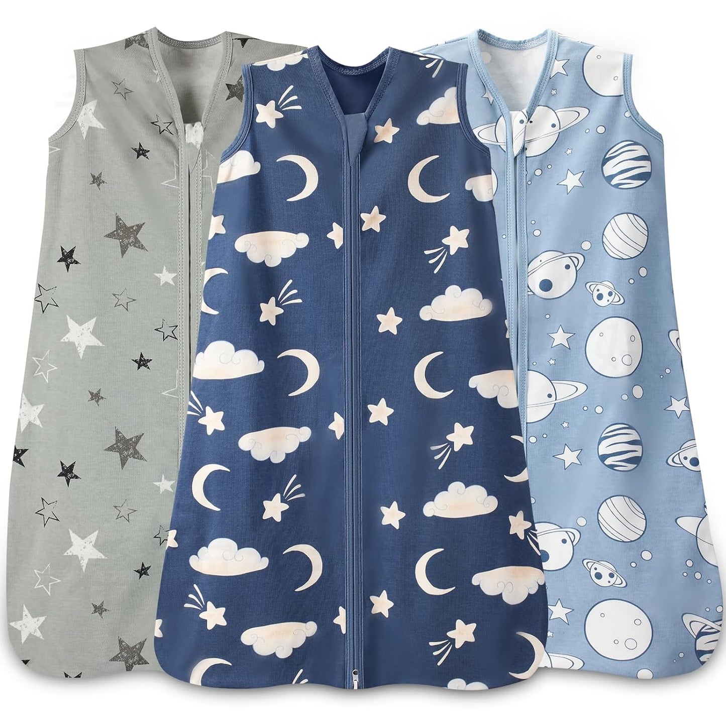 Baby Sleep Sack 0–6 Months | 100% Cotton Lightweight Wearable Blanket (3-Pack)