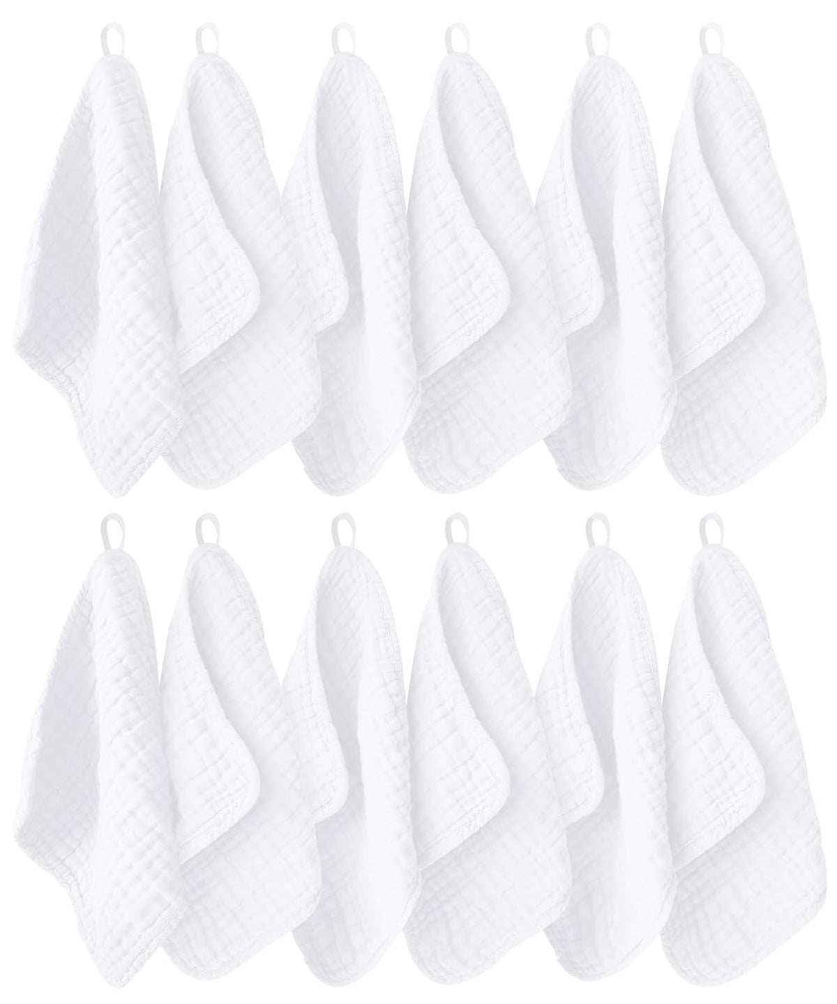 12-Pack Premium Muslin Baby Washcloths