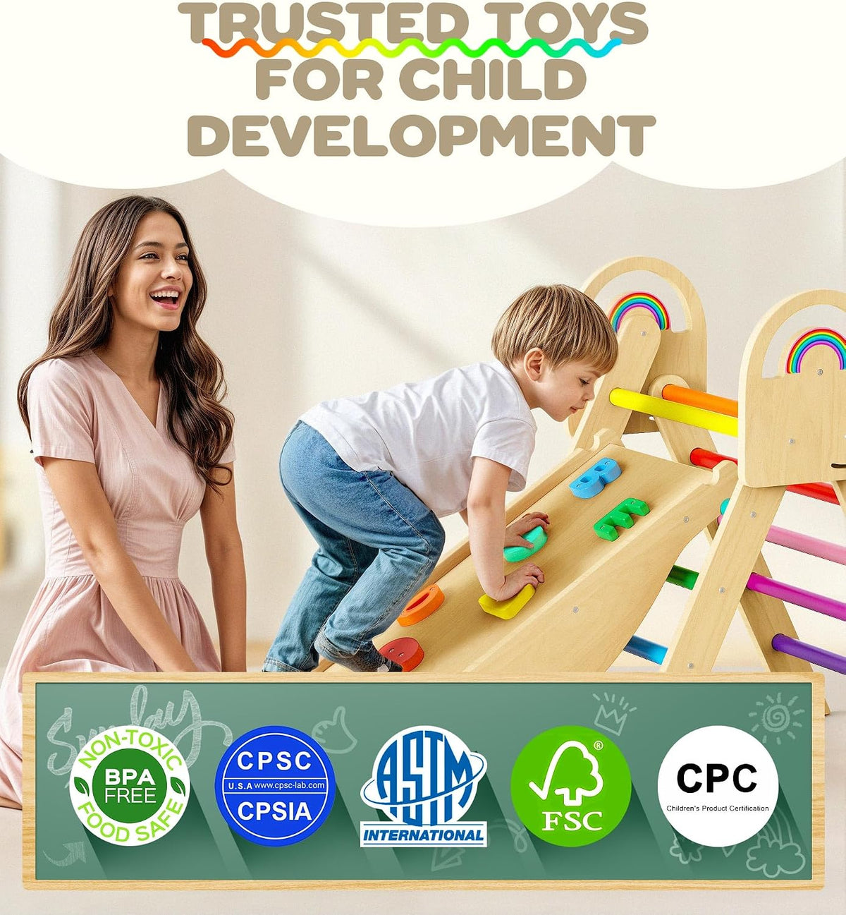 ✨ Inspire active play, creativity, and confidence with this 9-in-1 Wooden Pikler Triangle Climber Set. Designed to develop balance, coordination, motor skills, and independent learning through safe, screen-free fun.