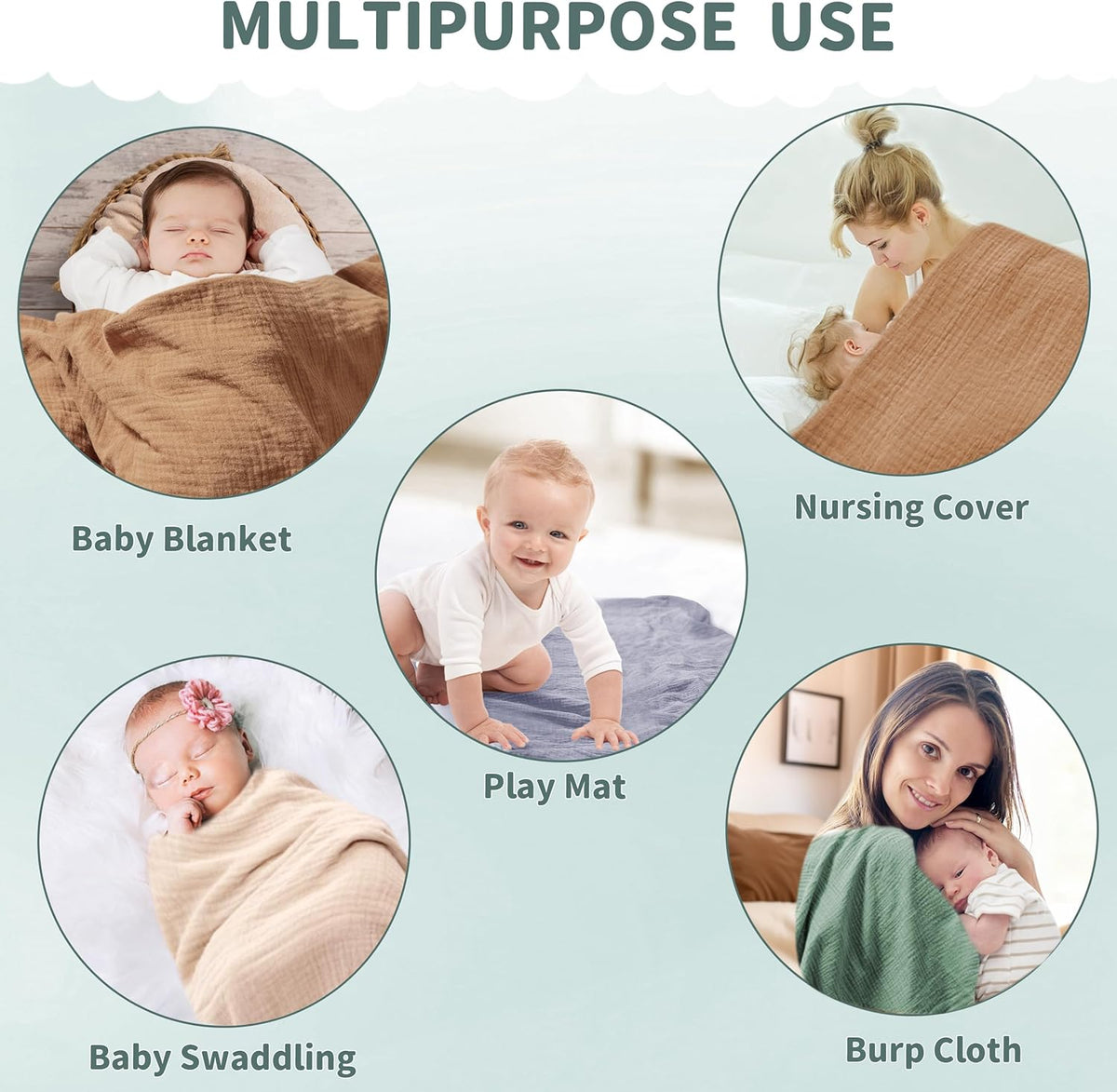 Muslin Swaddle Blankets 2-Pack | Soft & Breathable Baby Receiving Blankets