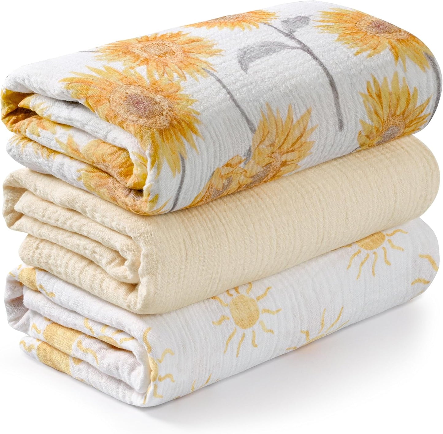 Muslin Swaddle Blankets (3-Pack) – Ultra Soft 100% Cotton Breathable Baby Wraps 38x40” 