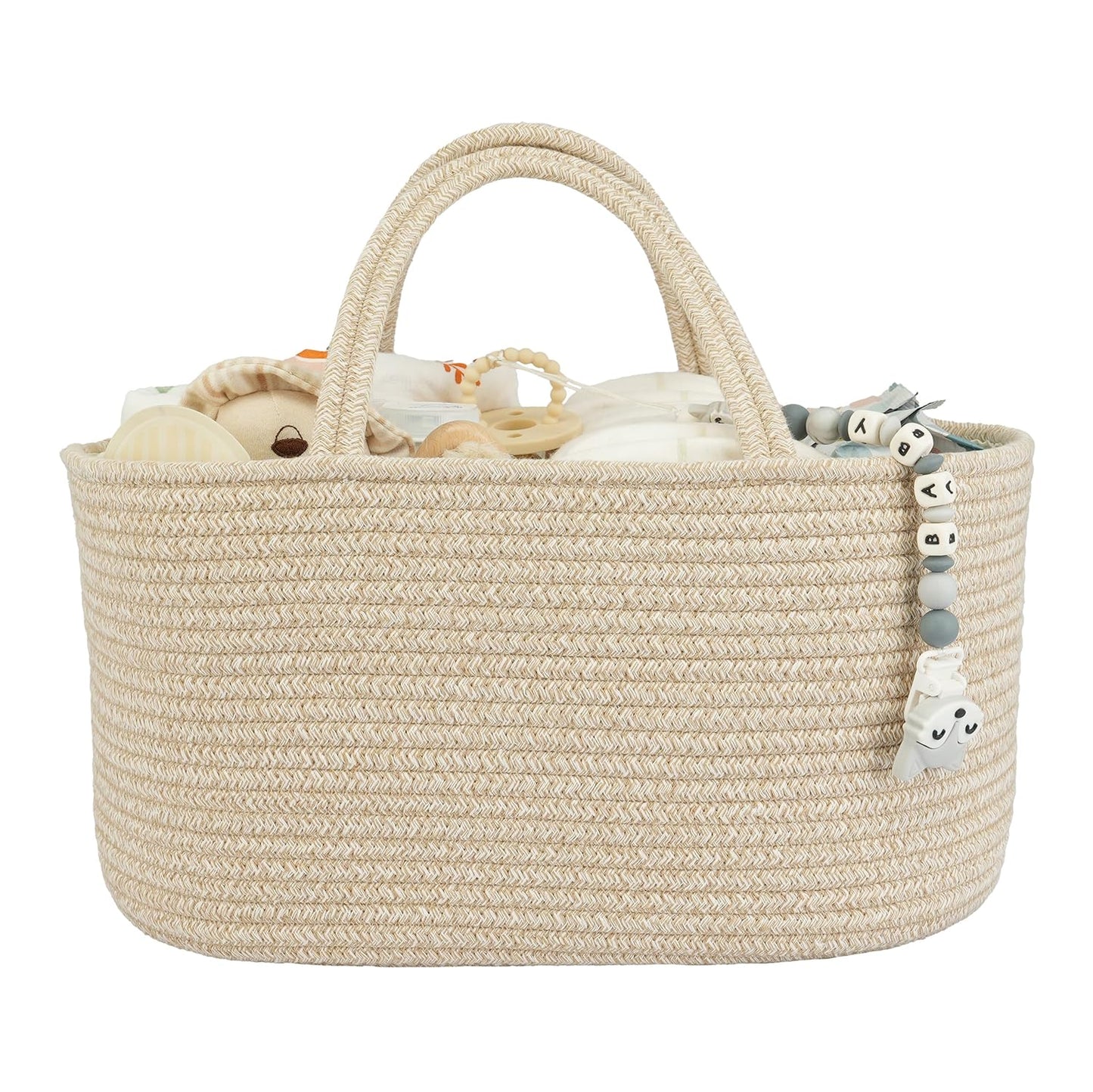 Baby Diaper Caddy Organizer – Portable Cotton Rope Nursery Storage Basket for Newborn Essentials 🧺