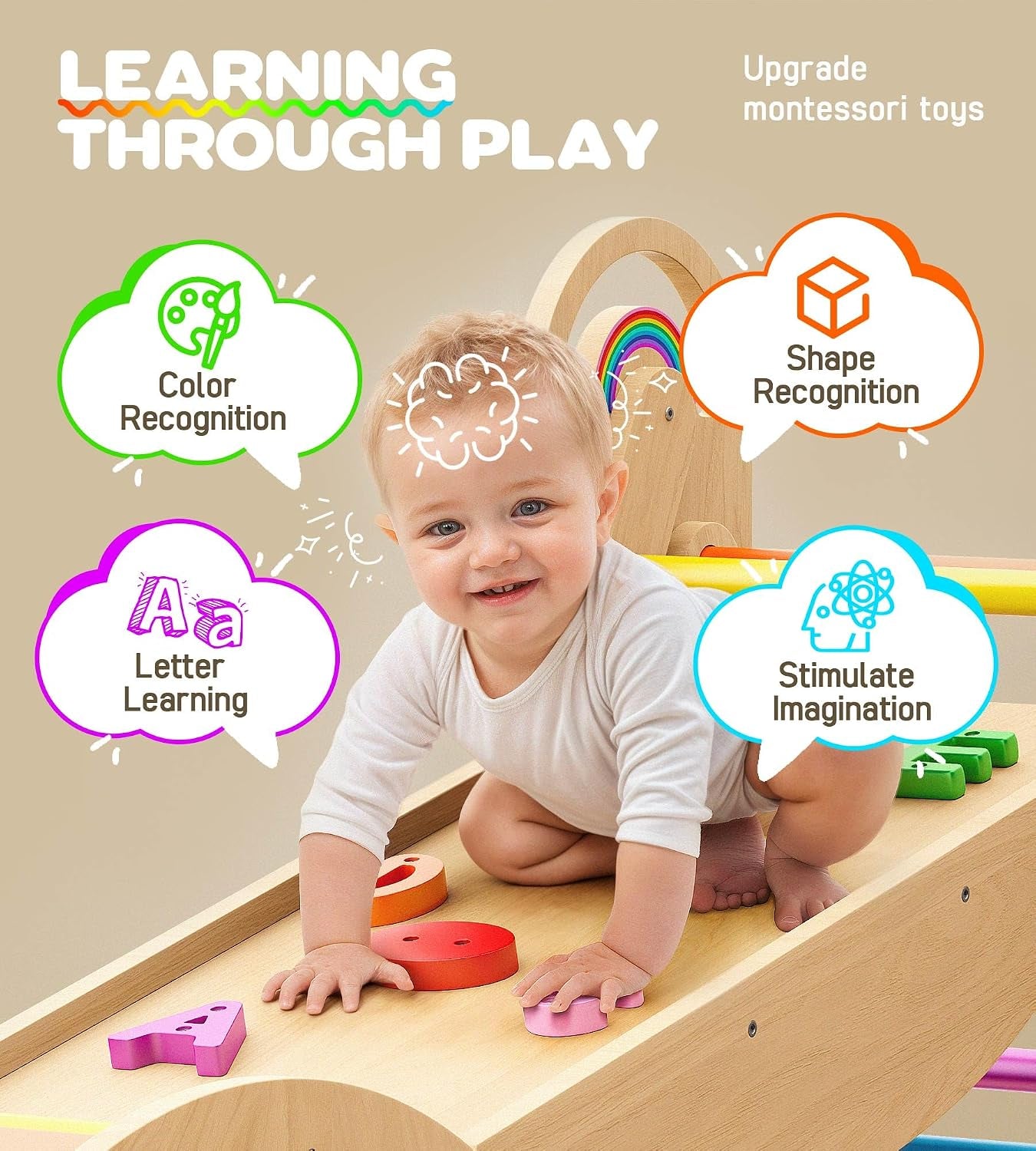✨ Inspire active play, creativity, and confidence with this 9-in-1 Wooden Pikler Triangle Climber Set. Designed to develop balance, coordination, motor skills, and independent learning through safe, screen-free fun.