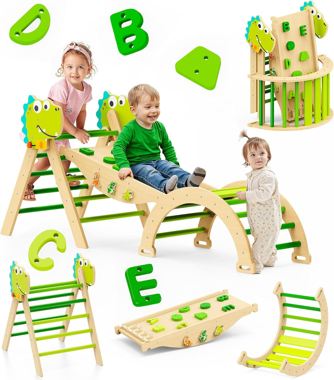 ✨ Inspire active play, creativity, and confidence with this 9-in-1 Wooden Pikler Triangle Climber Set. Designed to develop balance, coordination, motor skills, and independent learning through safe, screen-free fun.