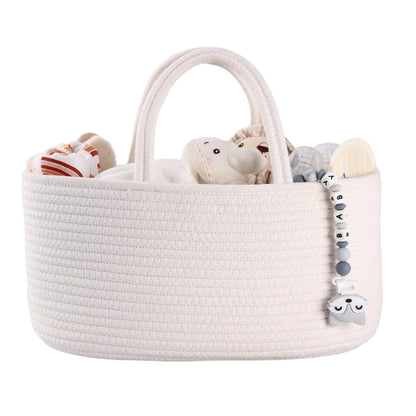 Baby Diaper Caddy Organizer – Portable Cotton Rope Nursery Storage Basket for Newborn Essentials 🧺