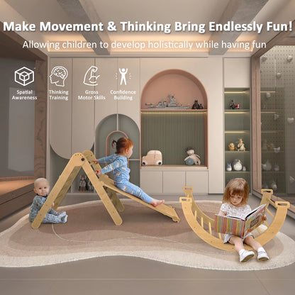 Ultimate 5-in-1 Pikler Triangle Set: Montessori Climbing Adventure for Toddlers 1-3