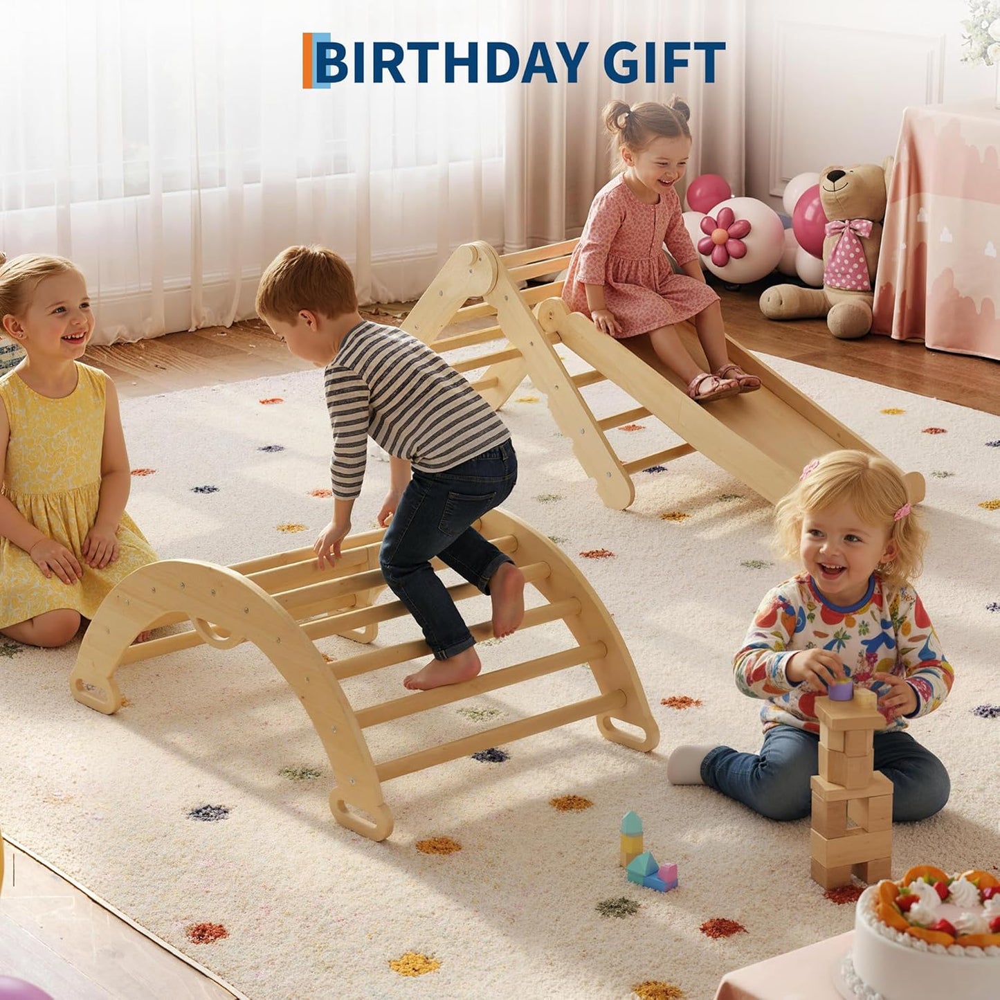 Wooden Climbing Adventure Set | Foldable Indoor Play Gym for Active Toddlers
