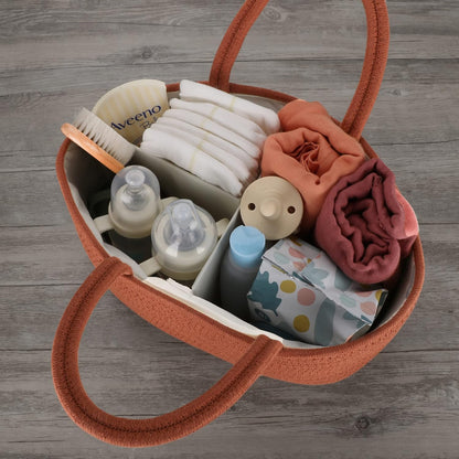 Baby Diaper Caddy Organizer – Portable Cotton Rope Nursery Storage Basket for Newborn Essentials 🧺