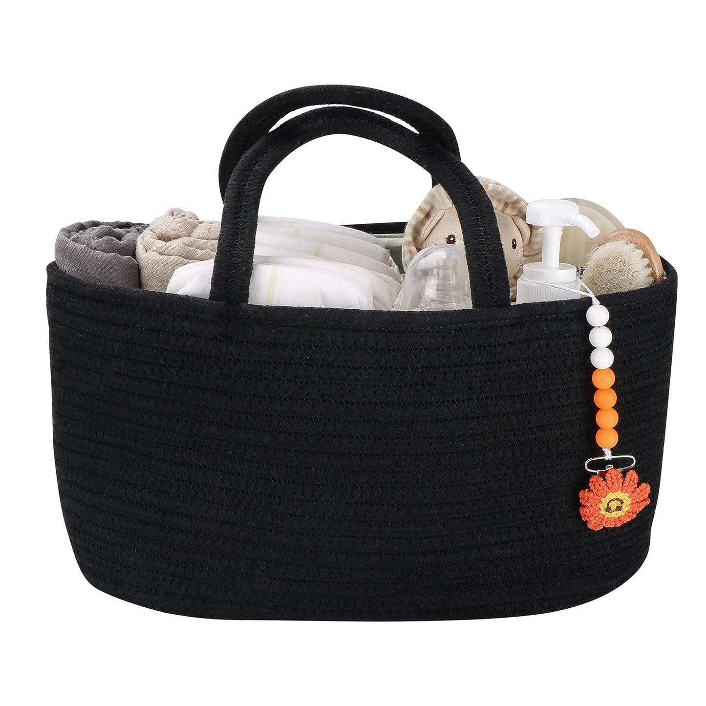 Baby Diaper Caddy Organizer – Portable Cotton Rope Nursery Storage Basket for Newborn Essentials 🧺