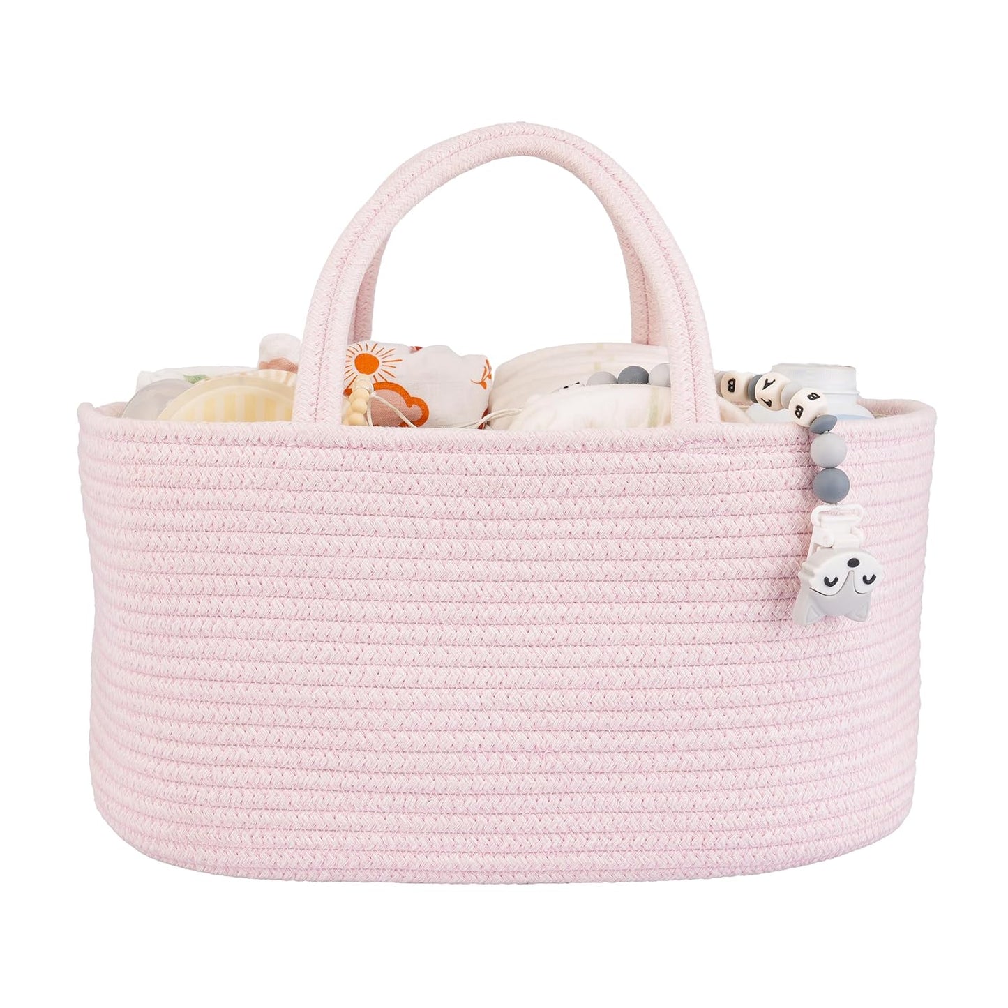 Baby Diaper Caddy Organizer – Portable Cotton Rope Nursery Storage Basket for Newborn Essentials 🧺