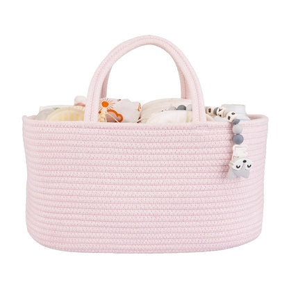 Baby Diaper Caddy Organizer – Portable Cotton Rope Nursery Storage Basket for Newborn Essentials 🧺