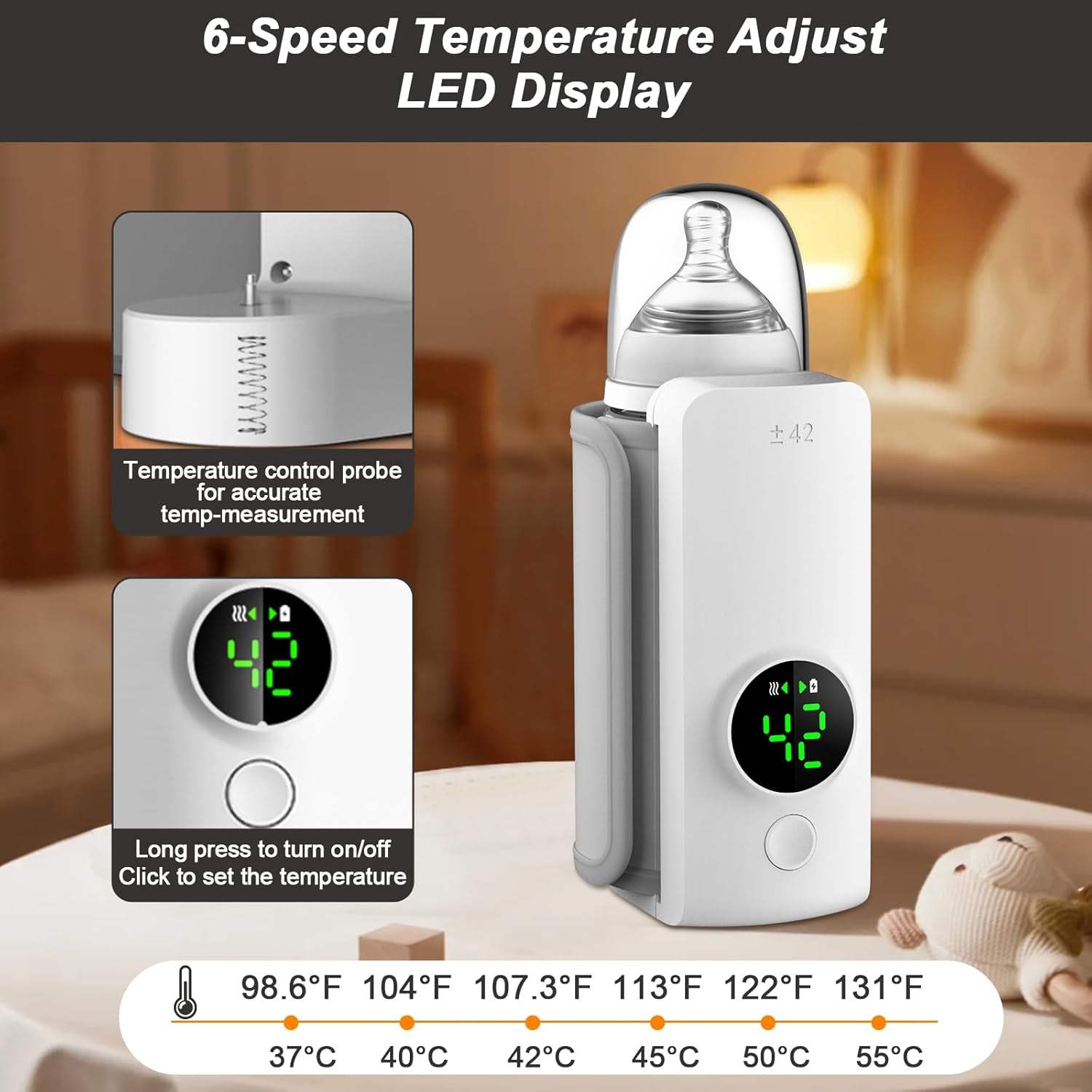 Revolutionary Portable Baby Bottle Warmer – Effortless, Waterless Heating for Home and On-the-Go!