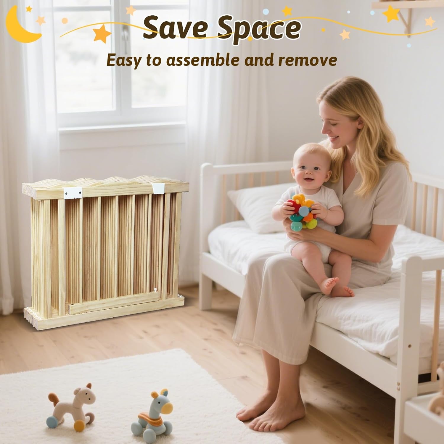 Wooden Baby Playpen | Spacious Play Yard with Lock Gate & Play Balls
