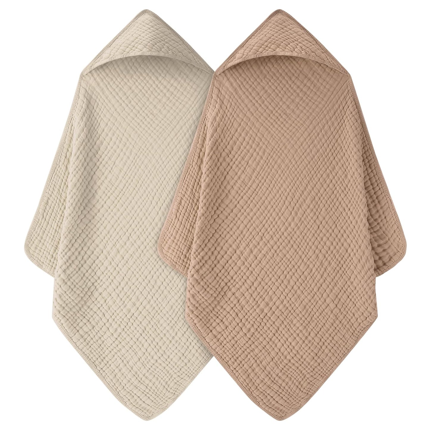 2 Pack Muslin Cotton Hooded Baby Towels 32x32" Soft Absorbent Bath Towels 🚚