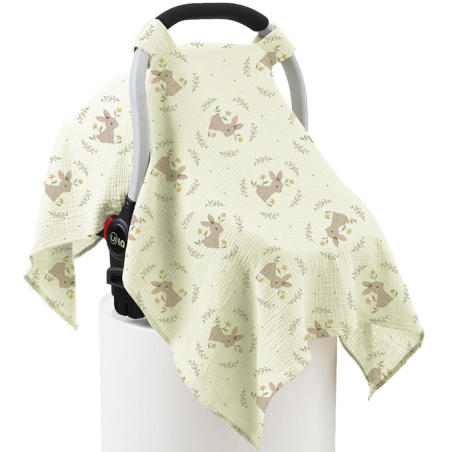 Muslin Baby Car Seat Cover – 100% Cotton Breathable Canopy for Sun & Privacy Protection 🌿