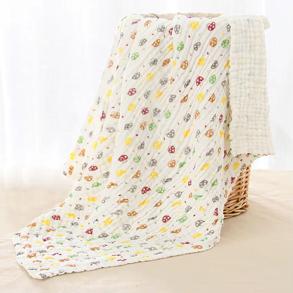 Luxuriously Soft Cotton Muslin 6-Layer Baby Blanket - Perfect for Swaddling and Summer Comfort