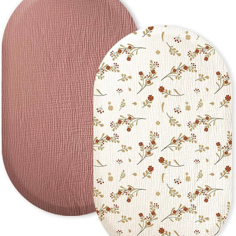 Cozy and Stylish 2-Pack Muslin Bassinet Sheets - Breathable Cotton Cradle Mattress Covers for Your Newborn