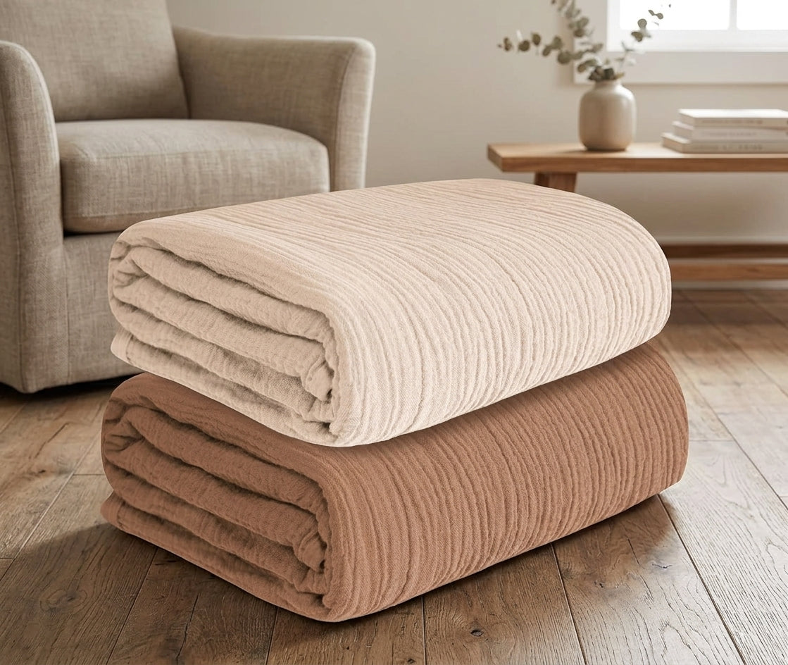 Muslin Swaddle Blankets 2-Pack | Soft & Breathable Baby Receiving Blankets