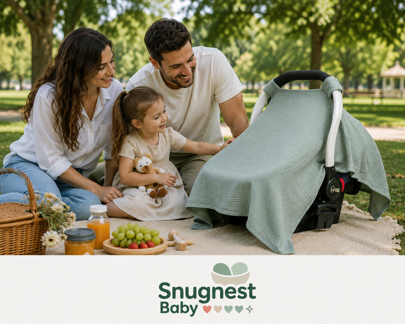 Muslin Cotton Baby Car Seat Cover | Breathable Multi-Use Canopy Cover