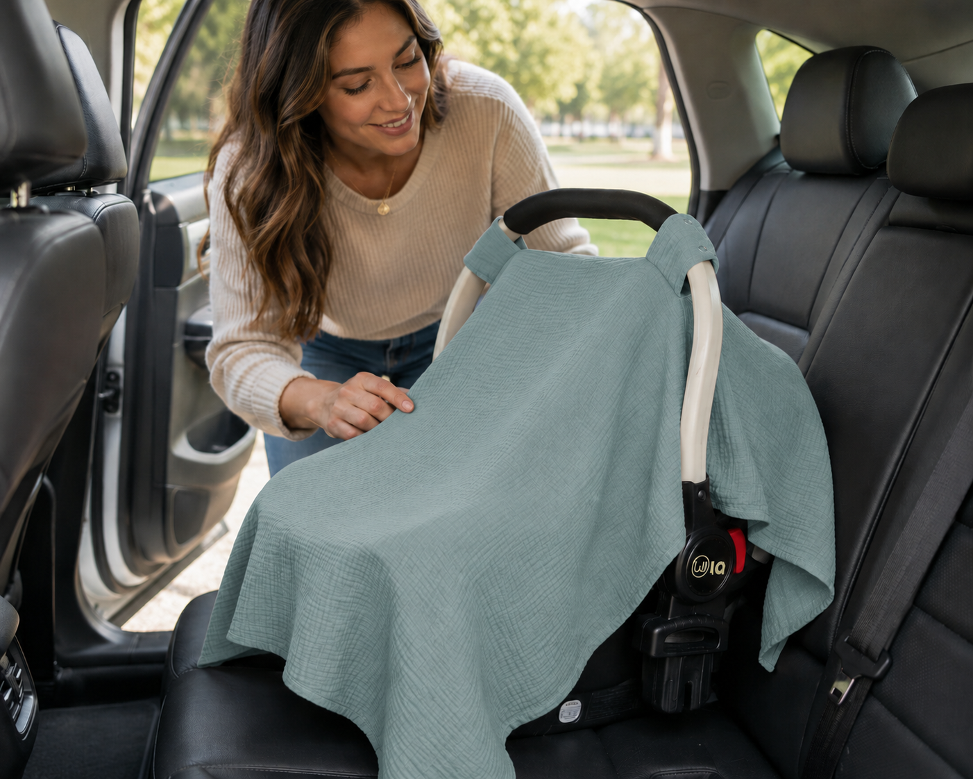 Muslin Cotton Baby Car Seat Cover | Breathable Multi-Use Canopy Cover