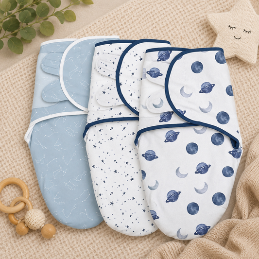 Organic Cotton Baby Swaddle Set (3-Pack) | Soft & Adjustable Newborn Wraps 0–3 Months
