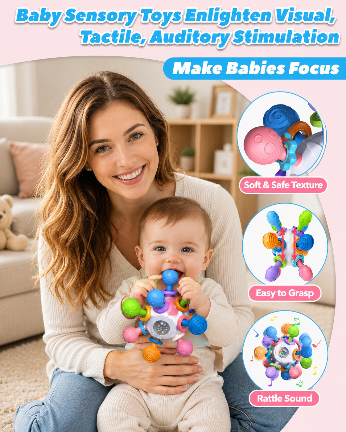 Baby Teething & Sensory Toy | Soft Silicone Developmental Toy