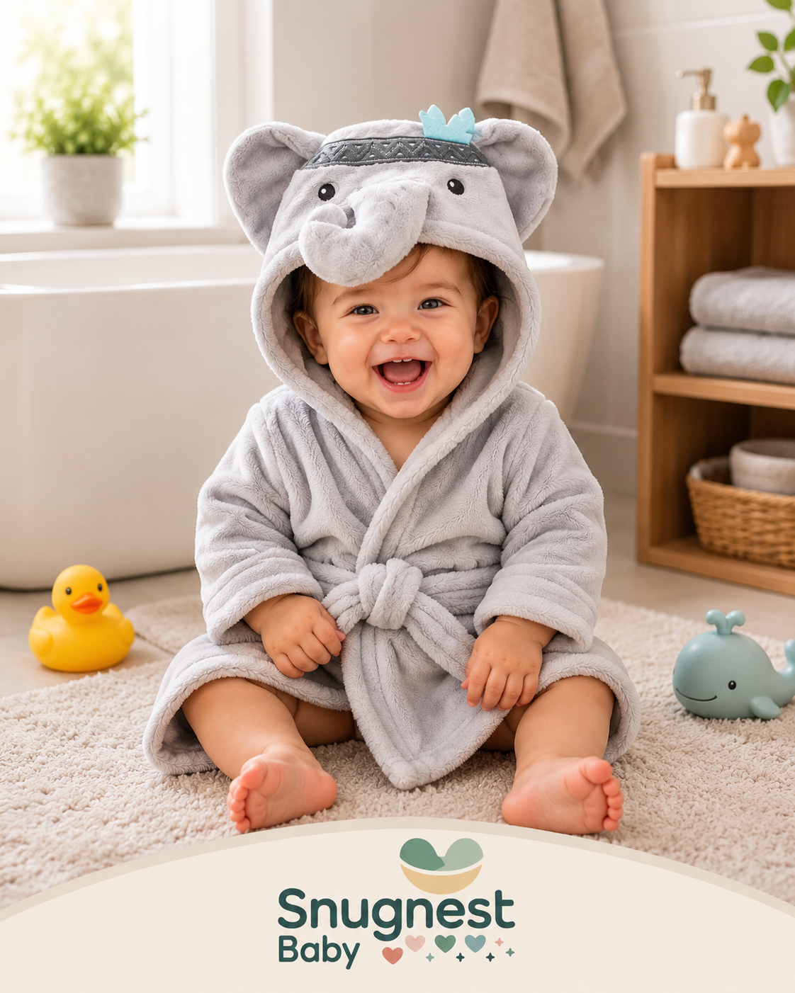 Plush Hooded Baby Bathrobe | Ultra-Soft Cozy Robe for Babies