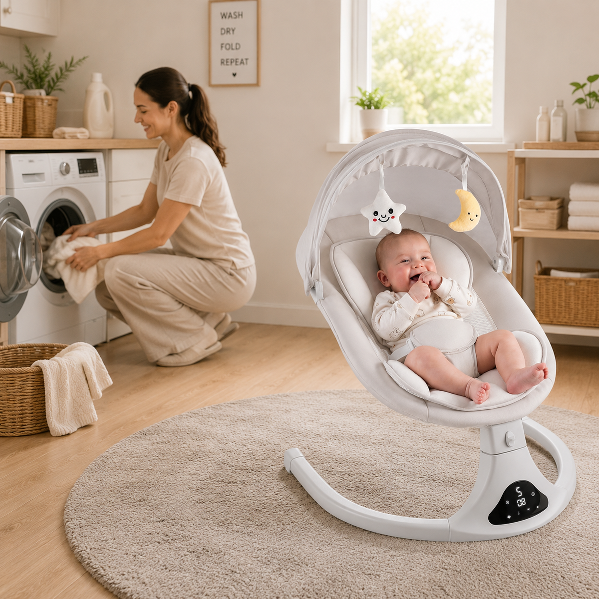 Electric Baby Swing | Portable Soothing Swing with Remote Control