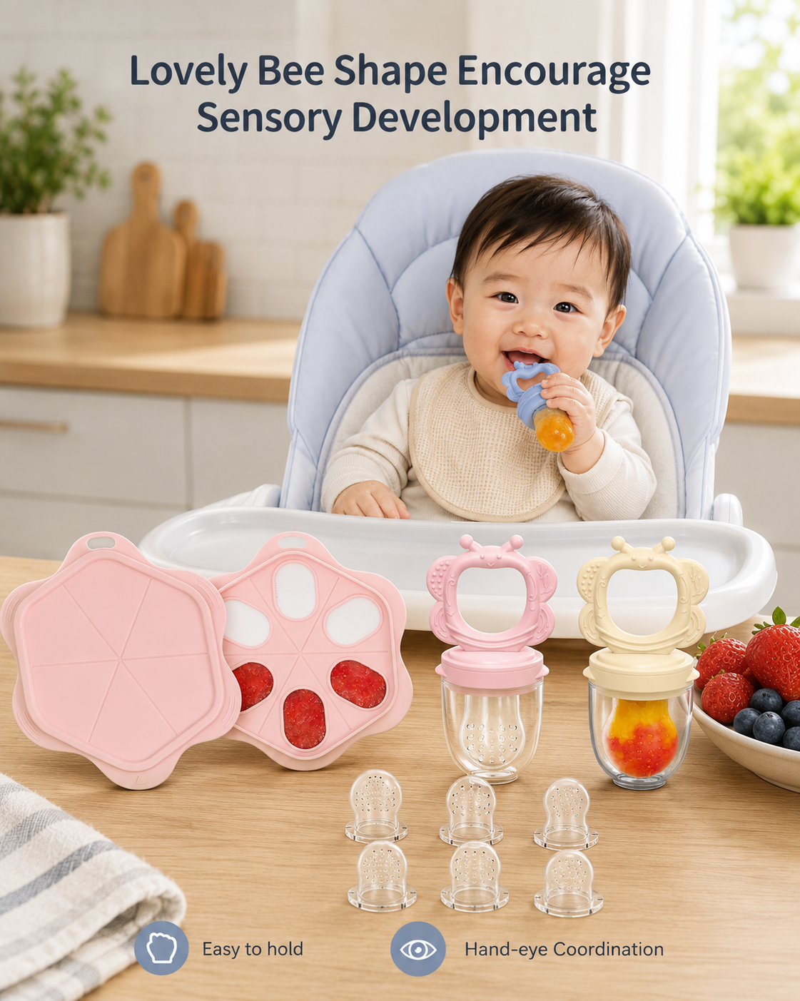 Silicone Baby Food Feeder Set | Safe Self-Feeding & Teething Relief (2-Pack)