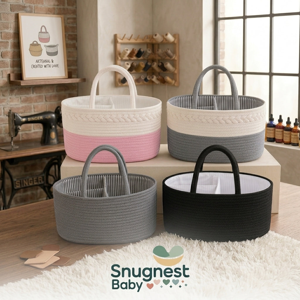Baby Diaper Caddy Organizer | Portable Nursery Storage Basket