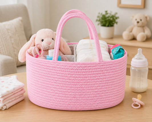 Baby Diaper Caddy Organizer | Portable Nursery Storage Basket