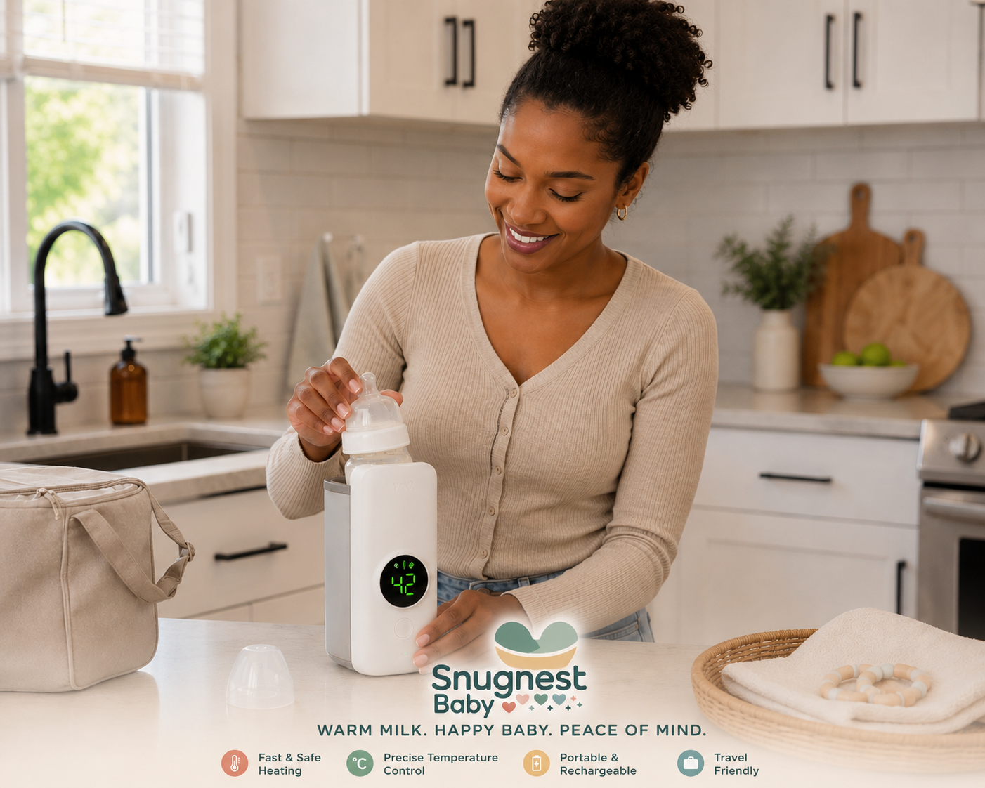 Revolutionary Portable Baby Bottle Warmer – Effortless, Waterless Heating for Home and On-the-Go!
