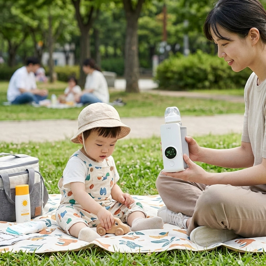 Revolutionary Portable Baby Bottle Warmer – Effortless, Waterless Heating for Home and On-the-Go!