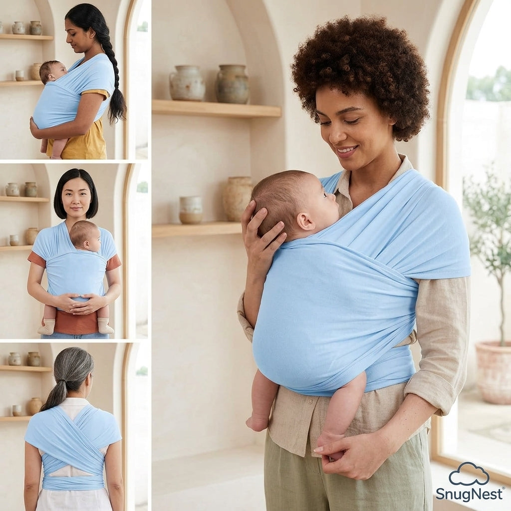 Baby Wrap Carrier – Soft, Breathable & Adjustable (7–35 lbs)