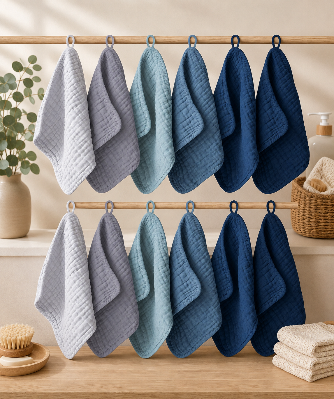 12-Pack Premium Muslin Baby Washcloths