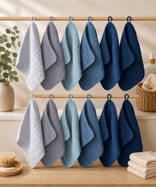 12-Pack Premium Muslin Baby Washcloths