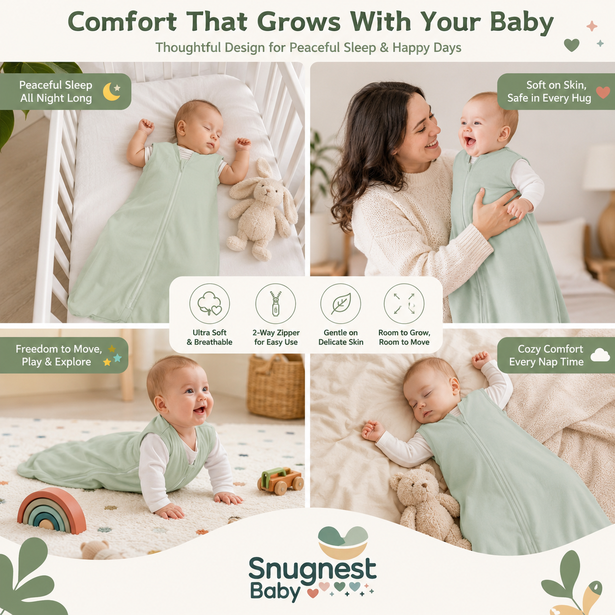 Baby Sleep Sack 3-Pack | 100% Cotton | TOG 0.5