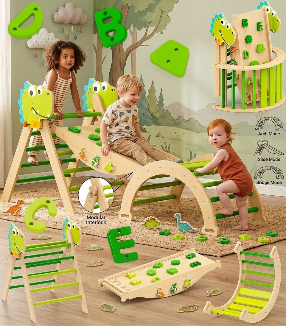 ✨ Inspire active play, creativity, and confidence with this 9-in-1 Wooden Pikler Triangle Climber Set. Designed to develop balance, coordination, motor skills, and independent learning through safe, screen-free fun.