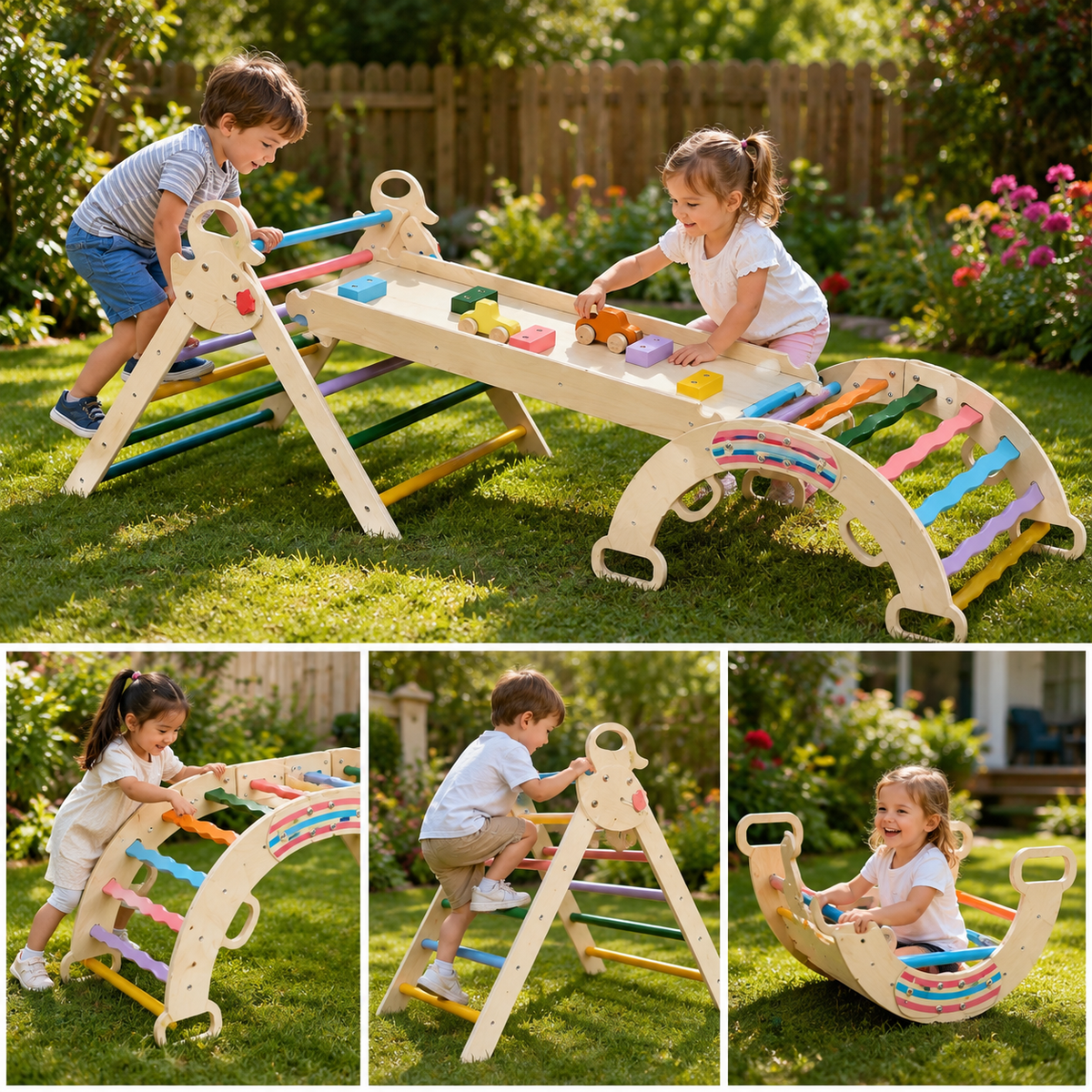 ✨ Inspire active play, creativity, and confidence with this 9-in-1 Wooden Pikler Triangle Climber Set. Designed to develop balance, coordination, motor skills, and independent learning through safe, screen-free fun.
